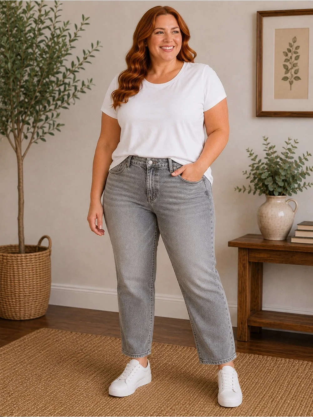 Judy Blue Plus-Size Straight Leg Jeans in Light Gray Wash